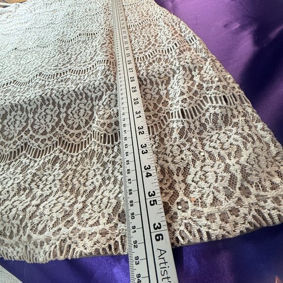 📌Jessica Howard  Beautiful Lace Knee Length 3/4 Sleeve Shift Dress w Blink - Picture 8 of 13